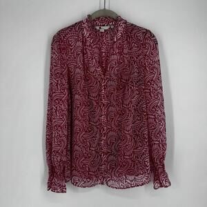 Boden top 8 pink sheer button up long sleeve preppy workwear career office